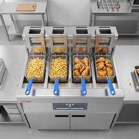 Friteuse électrique commerciale à double cuve et 4 paniers avec filtre à huile pour la friture de nuggets de poulet et de frites