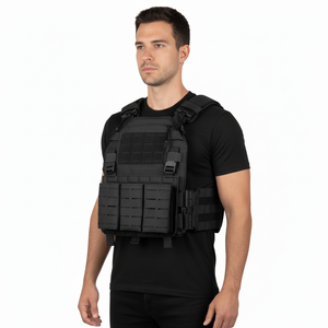Gilet tactique noir en gros, porte-plaque en nylon personnalisé, chaleco táctico, équipement de défense personnelle, gilet tactique - Product Image 3