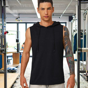 Canotta da palestra personalizzabile da uomo traspirante in maglia sportiva per Fitness abbigliamento semplice Bodybuilding canottiere disegnare cappuccio di corda Casual - Product Image 1