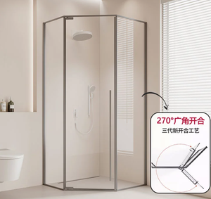 Paroi de douche rectangulaire en aluminium, design moderne, facile à nettoyer, durable, garantie 1 an, solution de projet pour salles de bain - Product Image 5