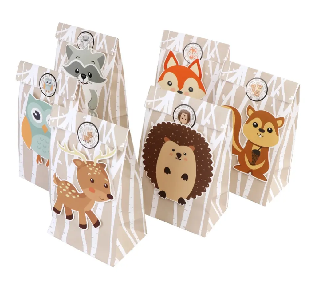 Jungle Theme Party Birthday Party Decorations Kids Safari Paper Gift Bags Candy Bags Box Baby Shower Packing Bag