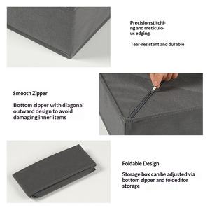 <span class=keywords><strong>Boîte</strong></span> de rangement pour chaussettes et sous-vêtements sans grille, 3 pièces, pliable, empilable, en tissu, avec fermeture éclair - Product Image 4