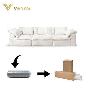 Sofá Seccional Modular de Tres Plazas, Estilo Escandinavo, Color Blanco Hueso, Tela Tecnológica, Ecológico, Cuadrado, Comprimido al Vacío, Tamaño Estándar - Product Image 3