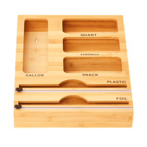 Bamboo 4-pcs Ziplock Bag Food Storage Organizer Storage Kitchen Drawer Organizer Holder Ziploc Bag