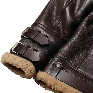 Veste en cuir véritable vintage B3 pour homme, doublée de fourrure synthétique, avec logo personnalisé - Product Image 4