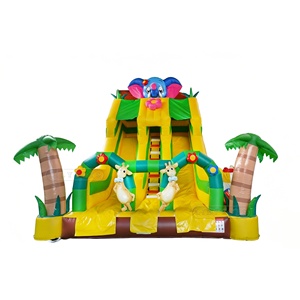 Lilytoys Jungle Elephant <strong>Inflatable</strong> <strong>Slide</strong> Commercial Kids Play Structure With Climbing Wall Double <strong>Slide</strong> PVC Material - Product Image 2