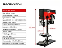 Perceuse à colonne industrielle Fusai 600W FS-RB18, norme allemande, haute puissance, haute précision