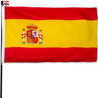 Drapeau national espagnol de qualité en polyester 3*5 pieds, personnalisé en gros, pour les événements et l'affichage