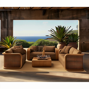 Sofa taman luar ruangan desain modern Sofa kursi panjang kayu Solid berlapis - Product Image 1