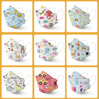 Children KF94 Fish Type 4-layer Disposable Face Mask Student Print Korean Cartoon Kid Mask KF94