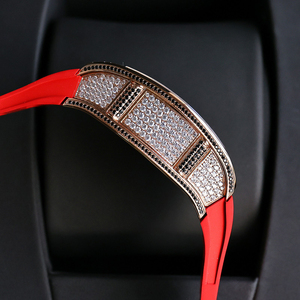 Montre de luxe pour homme, mécanique squelette, plaquée or rose, avec tourbillon et diamants de qualité supérieure en forme de barillet, durable - Product Image 3