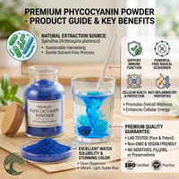 Poudre de spiruline bleue certifiée biologique, extrait de phycocyanine E6 E18 E25 E40 Blue Majik pour usage alimentaire |   Échantillon gratuit et service OEM