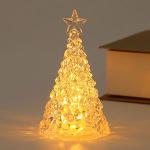 Décorations de Noël pour le bureau, petits cadeaux de Noël, mini sapin de Noël lumineux, veilleuse transparente en cristal - Product Image 6