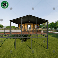 Maison préfabriquée extensible en bois clair, en forme de L, pliable et mobile, pour hôtel de villégiature, camping et hébergement de vacances
