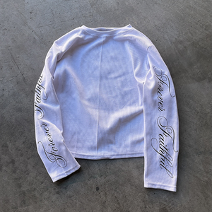 Felpa Girocollo in Cotone con Spalle Scivolate Personalizzata, Stampa Lettere Ricamata, T-shirt a Maniche Lunghe di Qualità, Produttore di Abbigliamento Personalizzato - Product Image 2
