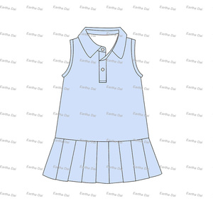 Verano Atlético Polo cuello algodón niños niñas pequeñas vestidos plisados sin mangas bebé niñas vestidos - Product Image 5