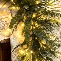 Guirlande de Noël artificielle en pin de Norfolk avec lumières LED, 58,27 pouces, vert, pour décorer les portes, les murs et les escaliers