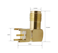 Conector SMA hembra de 50 ohmios para PCB, tipo Jack, con orificio pasante, de fábrica.