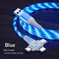Câble de données lumineux 3-en-1 à charge rapide avec LED – Interface USB-A/Micro USB/Type-C en PVC, compatible avec tous les appareils