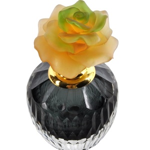 Crystal Coast Glass Flower Cap <b>Bottle</b> Perfume Container Easy Open End Black Body Amber Petal <b>Stopper</b> Home Fragrance Decorative - Product Image 5