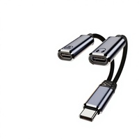 Câble audio de charge rapide Type-C mâle vers femelle 1-vers-2, adaptateur casque 2-en-1 pour téléphones et ordinateurs