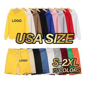 hoodies jogging yapan erkekler Suppliers-% 100% pamuk toplu toptan özel logo tasarım hoodie kısa set erkek joggers setleri ve unisex hoodie jogger seti adam