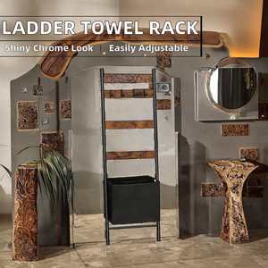 NZMAN - Toallero <span class=keywords><strong>de</strong></span> Acero Inoxidable <span class=keywords><strong>de</strong></span> 4 Niveles con Acabado Cromado, Ajustable, con Ganchos para Toallas, para Baño, Sala <span class=keywords><strong>de</strong></span> Estar, Dormitorio - Estilo Rústico - Product Image 6