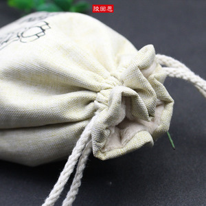 Ling Gusi Zen Pattern Canvas <b>Drawstring</b> Bag 13x18Cm Jewelry Storage Gift Packaging <b>Pouch</b> - Product Image 3