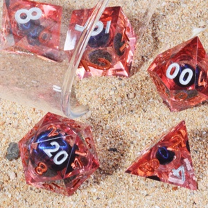 Set di Dadi MINI PLANET DND con Nucleo Liquido Occhio di Drago Rosso e Blu, Dadi Poliedrici in Resina Personalizzati per Giochi di Ruolo Dungeons&Dragons - Product Image 1