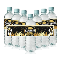 Papel de Regalo Rectangular Negro y Dorado al por Mayor, Pegatinas Decorativas para Botellas de Agua Mineral, Temporada de Graduación, Artículos para Fiestas