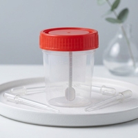 Bouteille de prélèvement d'échantillons de laboratoire graduée OME, conteneur médical jetable en PP pour échantillons d'urine, avec bouchon rouge inviolable, OEM