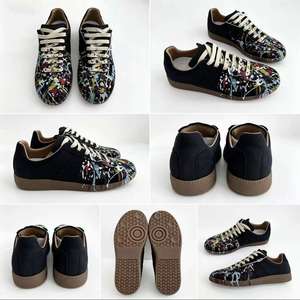<span class=keywords><strong>Zapatillas</strong></span> Unisex Retro de <span class=keywords><strong>Cuero</strong></span> Genuino con Estampado de Grafiti y Salpicaduras de Pintura, de Caña Baja, con Cordones, Cómodas, Antideslizantes, Estilo Clásico Alemán - Product Image 5