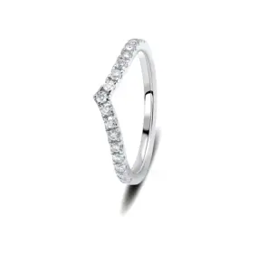 Anello da donna in argento Sterling 925 per metà eternità anello quotidiano a forma di V diamante a forma di V