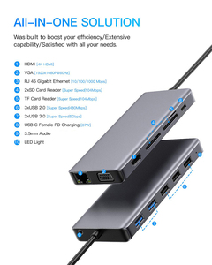 Bộ Chuyển Đổi USB <span class=keywords><strong>C</strong></span> Hub 13 Trong 1 Sang 4K HDML, Âm Thanh 3.5Mm, SD * 2, 4K HDM, VGA, Gigabit Ethernet, 3 * USB2.0, 2 * USB3.0 - Product Image 2