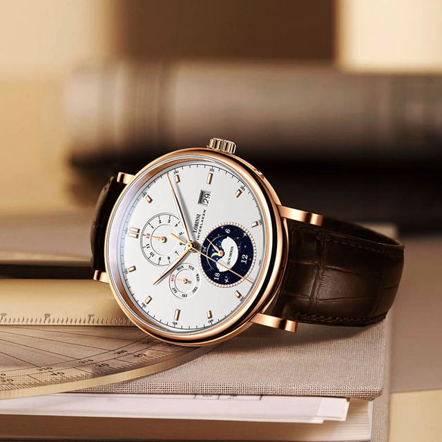 Luxury Men's Mechanical Automatic Watch 13056 Personalized Stainless Steel and Leather Band 41mm Dial Diameter Fashionable