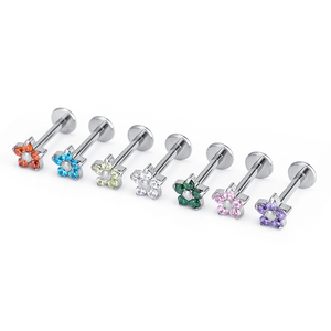 एस्टम f136 टाइटेनियम मिश्र धातु फूलों की स्टड ईयररिंग्स एण्डिलाइज्ड हाइपोएलर्जेनिक भेदी गहने - Product Image 5