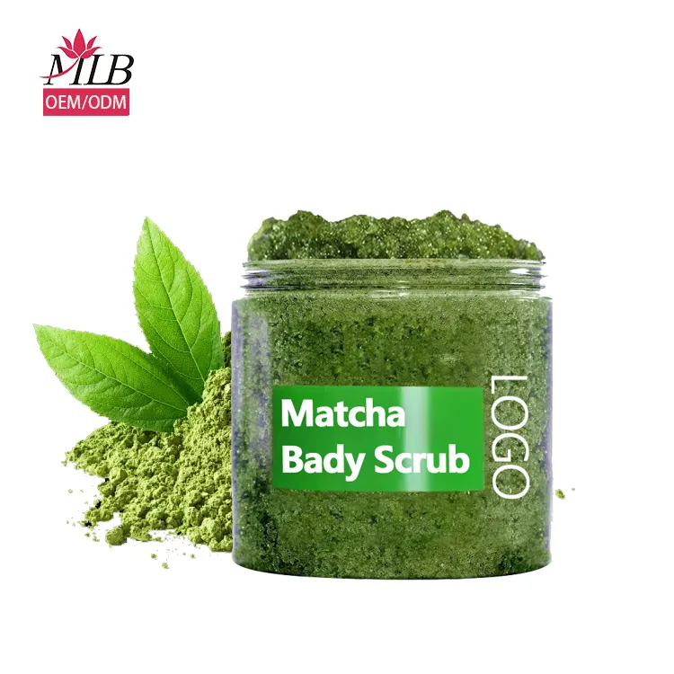 Esfoliante corporal orgânico Matcha para rosto e corpo, desintoxicante e branqueador, chá verde com sal do Mar Morto e ervas de marca própria