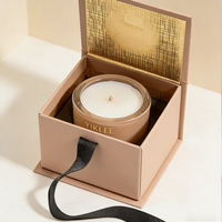 Caja magnética para una sola vela con cinta, embalaje de marca privada para velas de aromaterapia, caja magnética con tapa abatible.