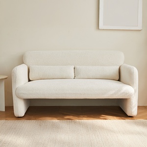 Modern Two Seat Square Fabric KD <b>Sofa</b> Set In Stock Cushion Back Upholstered Easy-Install <b>Wooden</b> <b>Frame</b> Villa Apartment - Product Image 3