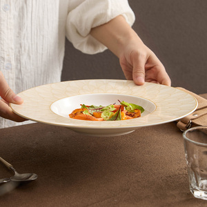 Trắng Gốm Bữa Ăn Tối Tấm Thiết Kế Hiện Đại Bền Vững Nhà Súp Bát Và Dao Kéo Cho Đảng Gạo Thực Phẩm - Product Image 2