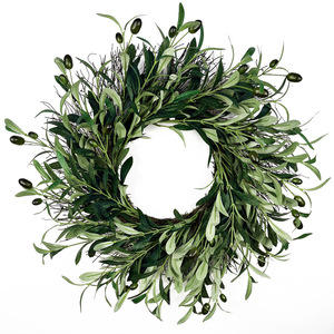 <span class=keywords><strong>Guirlande</strong></span> de feuilles d'olivier artificielles vertes avec feuillage d'olivier pour la décoration murale, de fenêtre, de mariage, du printemps et de l'été à la maison - Product Image 1