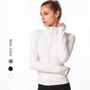 2019 New fitness shirt zip casual coat women running workout long sleeve yoga top sportswear
