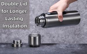 Thermos avec infuseur à thé, bouteilles d'eau isothermes en acier inoxydable avec 2 couvercles, flacons <span class=keywords><strong>pour</strong></span> boissons chaudes et froides, grande capacité - Product Image 4