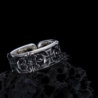 Nouveau rétro Tai argent plaqué croix bague à la mode Hip-Hop Punk Style minorité unique personnalisé niche ouverte bague pour hommes