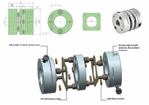 Accouplement de transmission rigide de précision en alliage d'aluminium, conception OEM personnalisable pour connexion de diaphragme de couple d'arbre de moteur - Product Image 2