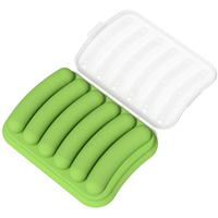 Moule à saucisses en silicone DIY avec couvercle, 6 cavités, pour hot-dogs, très vendu, compatible micro-ondes et lave-vaisselle, outil de cuisine