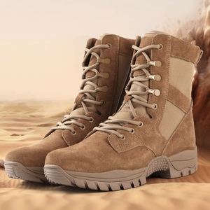 Bottes tactiques de combat pour hommes, légères et résistantes à l'usure, avec fermeture éclair latérale, pour la randonnée en extérieur, couleur sable, modèle Chili, vente en gros - Product Image 1