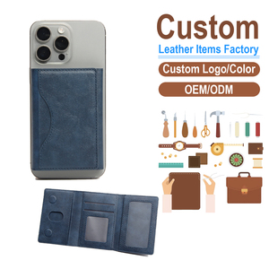 Genuine Leather Magnetic Leather <b>Card</b> <b>Holder</b>, Tri-Fold Multi-Slot Wallet, OEM/ODM Custom Factory, Phone Attachable Case - Product Image 1