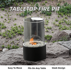 Black Stainless Steel Modern Ethanol Tabletop Fireplace Portable with Indoor Decorative Lights Home Furnishings - Product Image 2