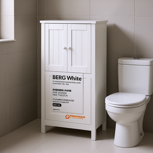 Mobiletto da bagno Berg in legno massello sopra il WC, 23.6x10.6x64.8, bianco, design scandinavo - Product Image 2
